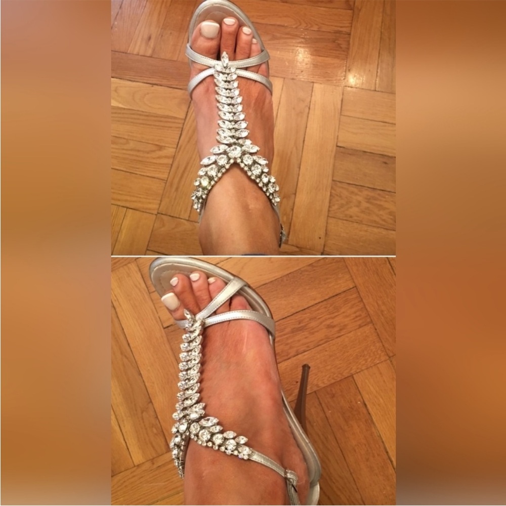 💎✨ RARE Gorgeous Giuseppe Zanotti Taupe Metallic Bejeweled Crystal Sandals - Picture 5 of 14